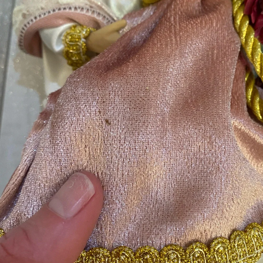 Vintage Victorian Style Christmas Tree Topper Pink, Gold and White Angel